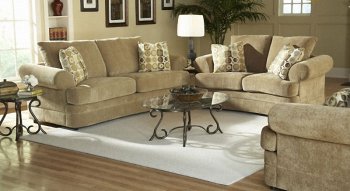 Camel Chenille Traditional Living Room Sofa w/Rolled Arms [HES-9839CM]