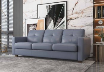 Noci Sofa w/Sleeper LV01292 in Blue Leather by Mi Piace [MPSB-LV01292 Noci MI Piace]