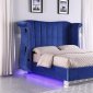 LCL-B03 Upholstered Bed in Blue Velvet