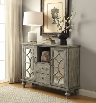 Velika Console 90282 in Weathered Gray & Mirror by Acme