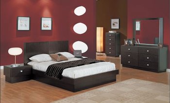 5 Piece Wenge Finish Bedroom w/Pull-Up Storage Platform Bed [CVBS-Onix-5pc]