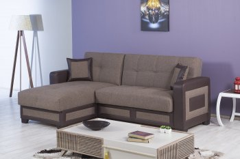 Elit Form Sectional Sofa Bed in Brown Fabric by Casamode [CMSS-Elit-Form-Moon-Brown]