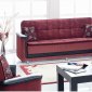 Burgundy Fabric Contemporary Sofa Convertible w/Extra Padding