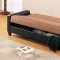 Light Oak Brown Microfiber Sofa Bed w/Black Faux Leather Base