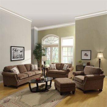 Neutral Dark Brown Chenille Fabric Casual Sofa w/Optional Items [HES-9857NF]