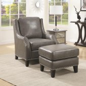 902408 Accent Chair w/Ottoman in Grey Bonded Leather by Coaster