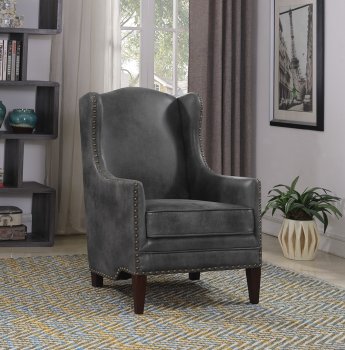 903013 Set of 2 Accent Chairs in Grey Leatherette by Coaster [CRCC-903013]