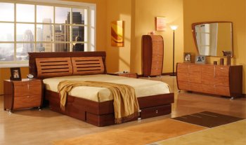 5 Piece Mahogany And Cherry Finish Modern Bedroom Set [CVBS-Sofia-5pc]