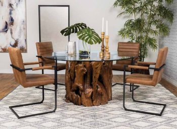 Asbury Dining Table 109511 in Natural Teak by Coaster w/Options [CRDS-109511-123153 Asbury]