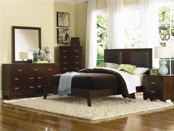 Deep Brown Finish Modern Bed w/Optional Casegoods [CRBS-200761-Tiffany]