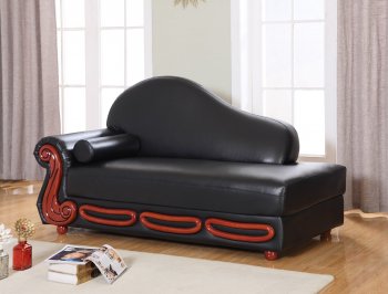 Bella Chaise 632 in Black Bonded Leather by Meridian [MRCL-632BL Bella]