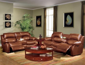 Brown Bonded Leather Contemporary Reclining Livng Room Sofa [HLS-U698]