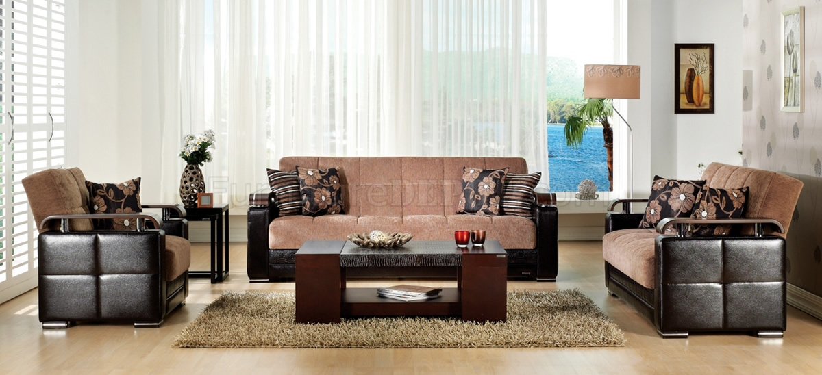 brown fabric leather sofa bed