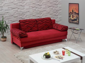 Daisy Sofa Bed Convertible in Red Microfiber Fabric by Empire [MYSB-Daisy Red]