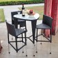 Black Modern 4 Pc Triangle Outdoor Bar Set w/Glass Table Top