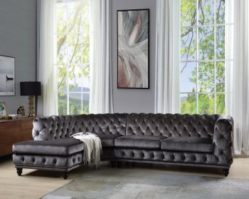 Atesis Sectional Sofa LV00337 in Dark Gray Velvet by Acme [AMSS-LV00337 Atesis]