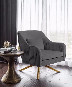 Paloma Accent Chair 585 in Grey Velvet Fabric by Meridian