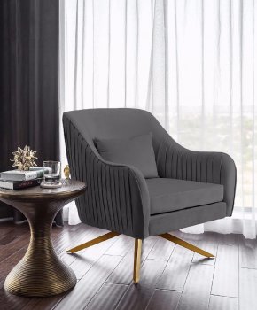 Paloma Accent Chair 585 in Grey Velvet Fabric by Meridian [MRCC-585Grey Paloma]