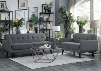 Monroe Sofa & Loveseat Set 9880GY in Gray Fabric by Homelegance [HES-9880GY-Monroe]