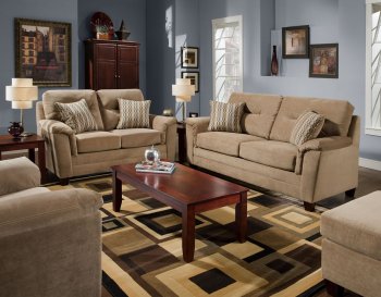 Beige Casual Fabric Modern Sofa & Loveseat Set w/Optional Items [AFS-1070-Linen]