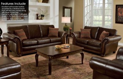 Vintage Bonded Leather Traditional Sofa & Loveseat Set