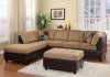 Light Brown Microfiber Modern Sectional Sofa w/Ottoman