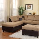 Light Brown Microfiber Modern Sectional Sofa w/Ottoman