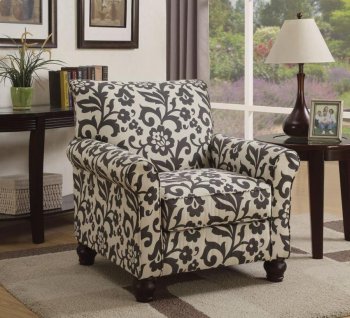 Clea Accent Chair CM6139B in Floral Pattern Fabric [FACC-CM6139B Clea]