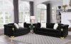 LCL-005 Sofa & Loveseat Set in Black Velvet & Gold