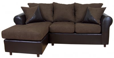 Java Fabric & Chocolate Bicast Base Modern Sectional Sofa