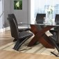 Deco Cherry "X" Shape Base Clear Glass Top Modern Dinette