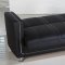 Black Leatherette Convertible Sofa Bed w/Chrome Legs & Storage