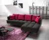 Black Tufted Fabric Modern Sectional Sofa w/Steel Legs