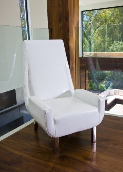 White Full Bi-Cast Leather Modern Lounge Chair w/Tall Back [PGCC-VIVI-WHT]