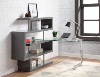 Buck II Writing Desk w/Shelf 93181 in Gray by Acme [AMOD-93181 Buck II]