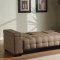 Tan Microfiber Contemporary Sofa Bed w/Pull Down Table