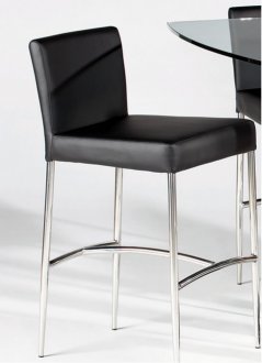 Stainless Steel Base & Black Vinyl Seat Set of 2 Barstools