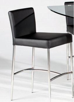 Stainless Steel Base & Black Vinyl Seat Set of 2 Barstools [CYBA-Cilla-BS]