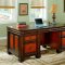 Dark Two-Tone Finish Executive Desk w/Flip Down Keyboard Drawer