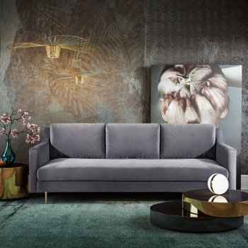 Milan Sofa TOV-L4111 in Grey Velvet Fabric by TOV Furniture [TVS-TOV-L4111-Milan Grey]