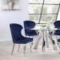 Alaia Dining Set 5Pc 190710 in Chrome by Coaster w/Blue Chairs