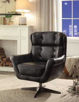 Asotin Accent Chair 59532 in Vintage Black Leather by Acme [AMAC-59532-Asotin]