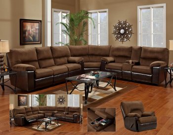 Cocoa Fabric & Dark Brown Vinyl Modern Sectional Sofa w/Options [CHFSS-V4-1100-Cocoa]