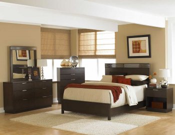 Smoky Brown Finish Contemporary Bedroom w/Optional Items [HEBS-1412]