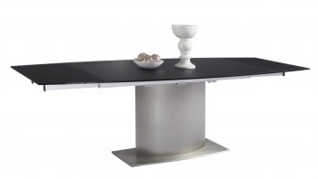 Unique Dining Table w/Black Glass Top by Whiteline Imports [WLDT-Unique-BLK]