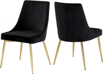 Karina Dining Chair 783 Set of 4 Black Velvet Fabric by Meridian [MRDC-783 Karina Black]