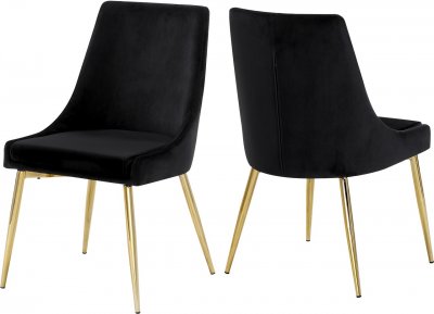 Karina Dining Chair 783 Set of 4 Black Velvet Fabric by Meridian