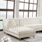 Moda Sectional Sofa 631 in Cream Velvet Fabric by Meridian