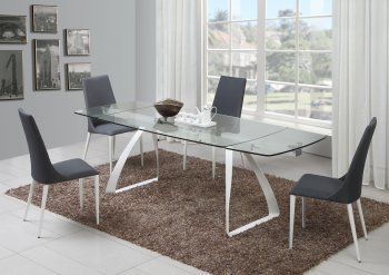 Chloe Dining Table 5Pc Set w/Clear Glass Top by Chintaly [CYDS-Chloe]