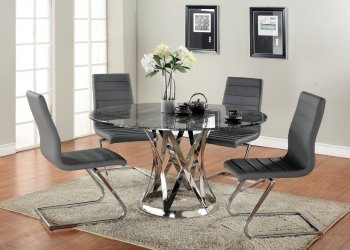 Janet Dining Table 5Pc Set Marble Top & Metal Base by Chintaly [CYDS-Janet-Marble]